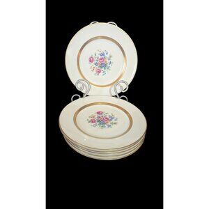 Theodore Haviland New York Windsor Floral Dessert Plates Set Of 6 Gold Trim 7.25